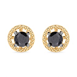 UNMISSABLE DEAL - Black Diamond Stud Earrings in Platinum Overlay Sterling Silver