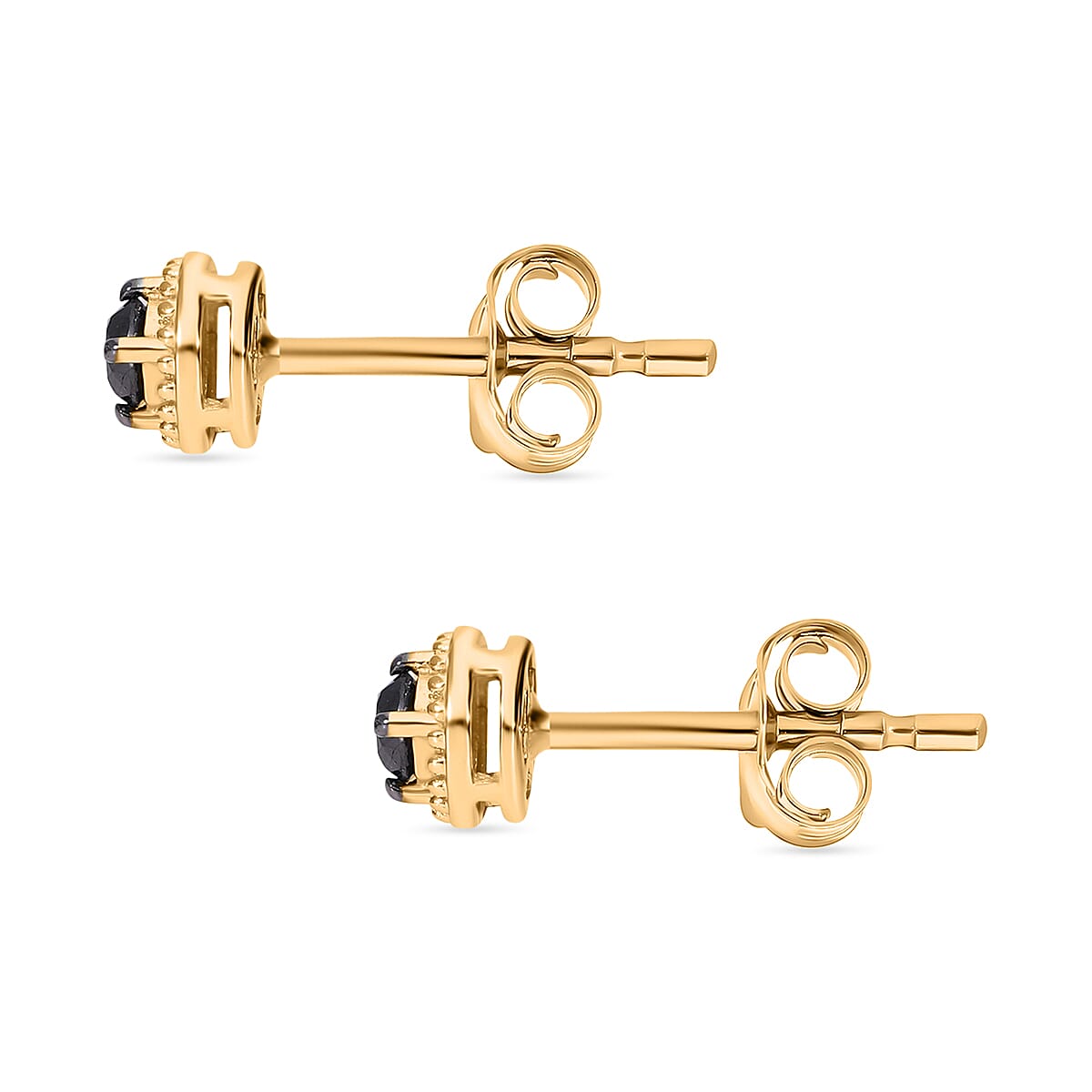 NY Close Out Deal- Black Diamond Stud Earrings in 18K Gold Vermeil Sterling Silver