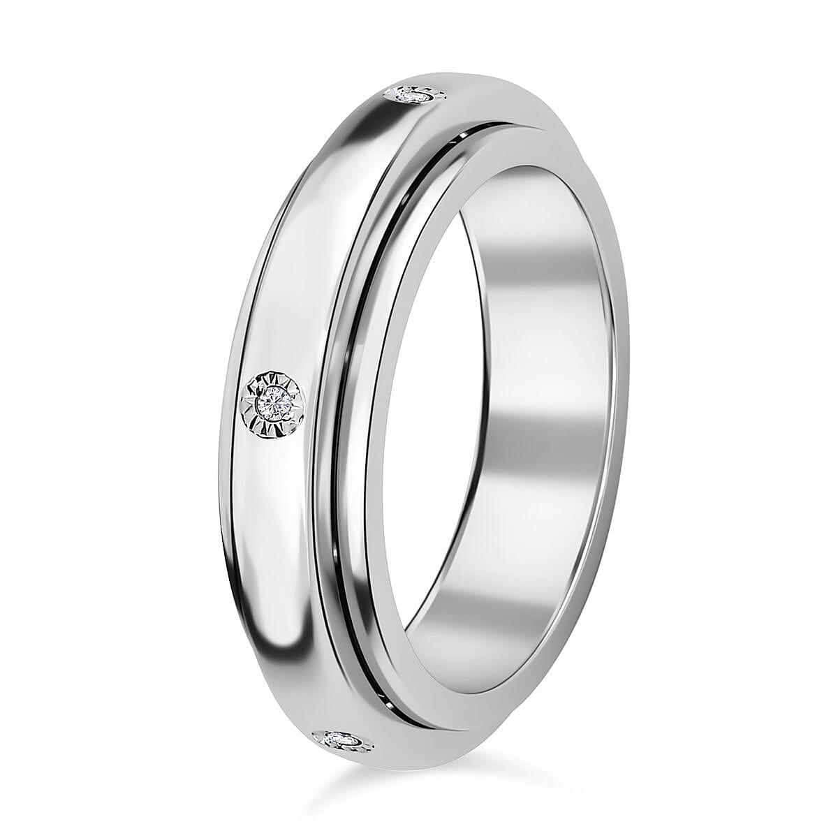 Natural Diamond Band Spinner Ring