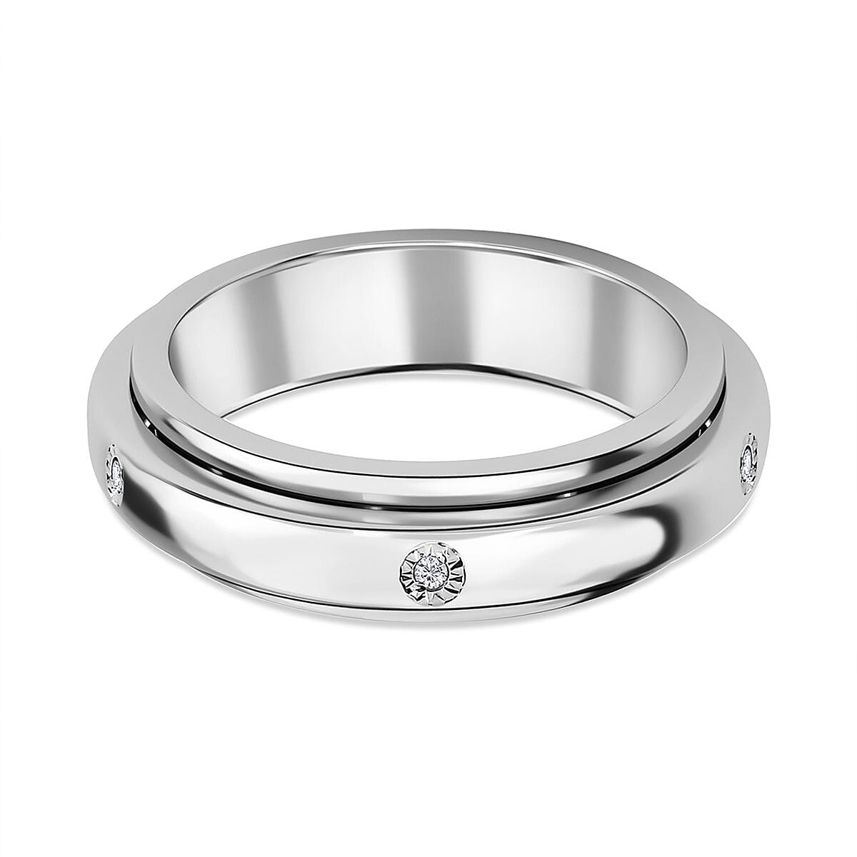 Natural Diamond Band Spinner Ring