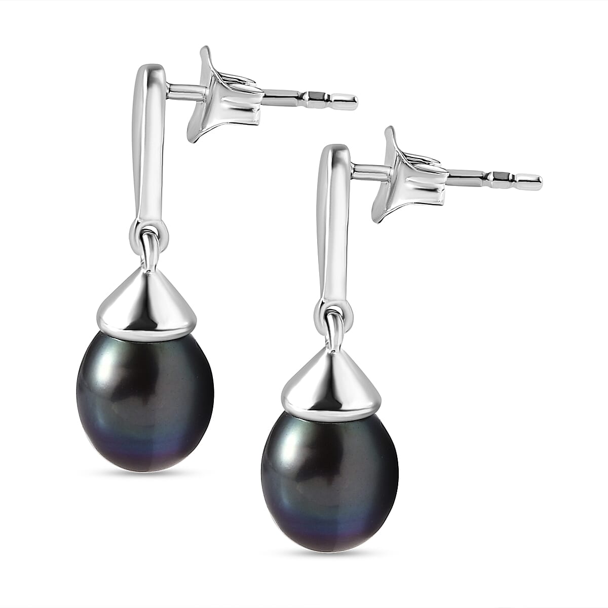 Fresh Water Peacock Pearl Drop Earrings in Sterling Silver