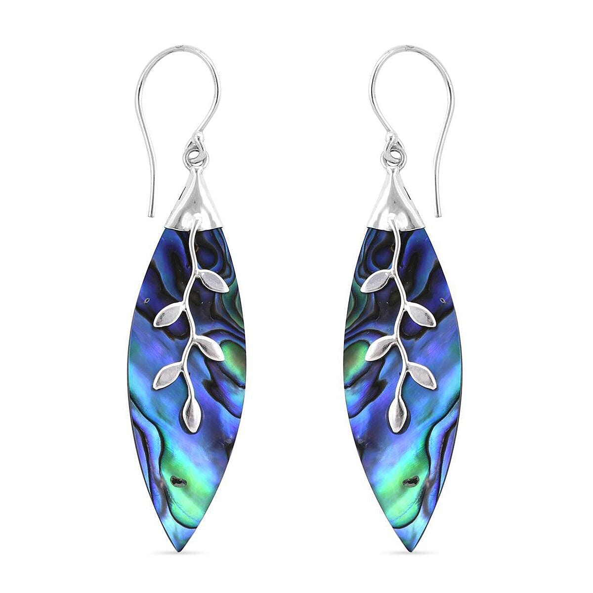 Royal Bali Collection - Handmade Abalone Shell Earring with Hook in Sterling Silver