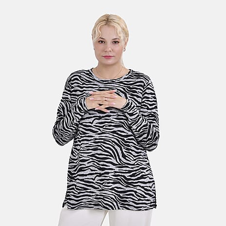 La Marey Zebra Pattern Jersey Top (One Size) - Black - White