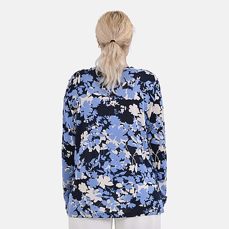 La Marey Floral Pattern Jersey Top (One Size) - White - Blue