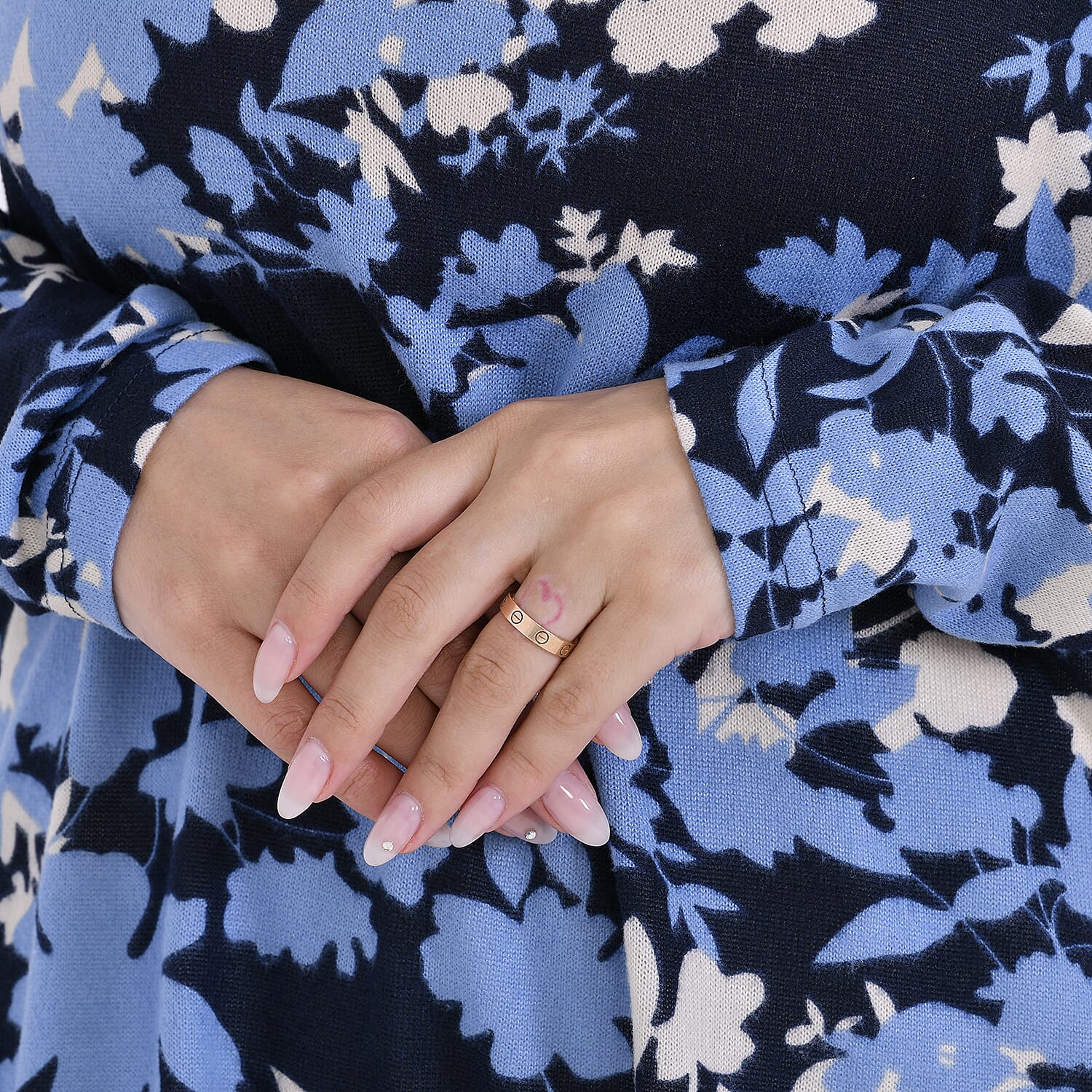 La Marey Jersey Floral Top Size 8-20 - Blue