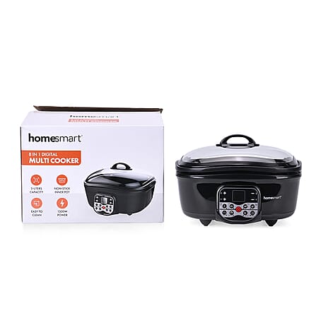 Homesmart 5L Multi Cooker with Steam Rack and Basket - Boil-Slow Cook,Steam, Roast, Grill
