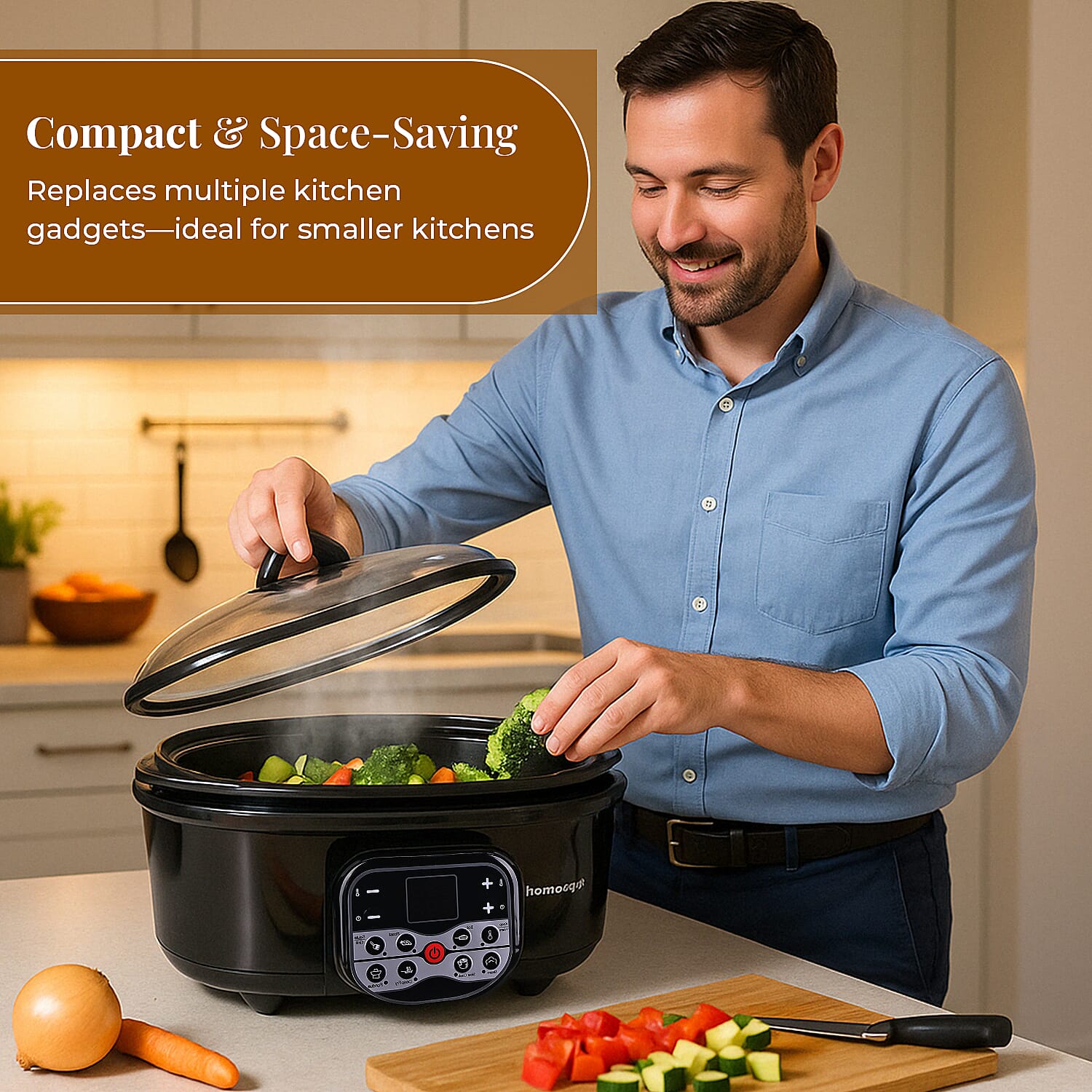 Homesmart 5L Multi Cooker with Steam Rack and Basket - Boil-Slow Cook,Steam, Roast, Grill Homesmart 5L Multi Cooker with Steam Rack and Basket - Boil-Slow Cook,Steam, Roast, Grill