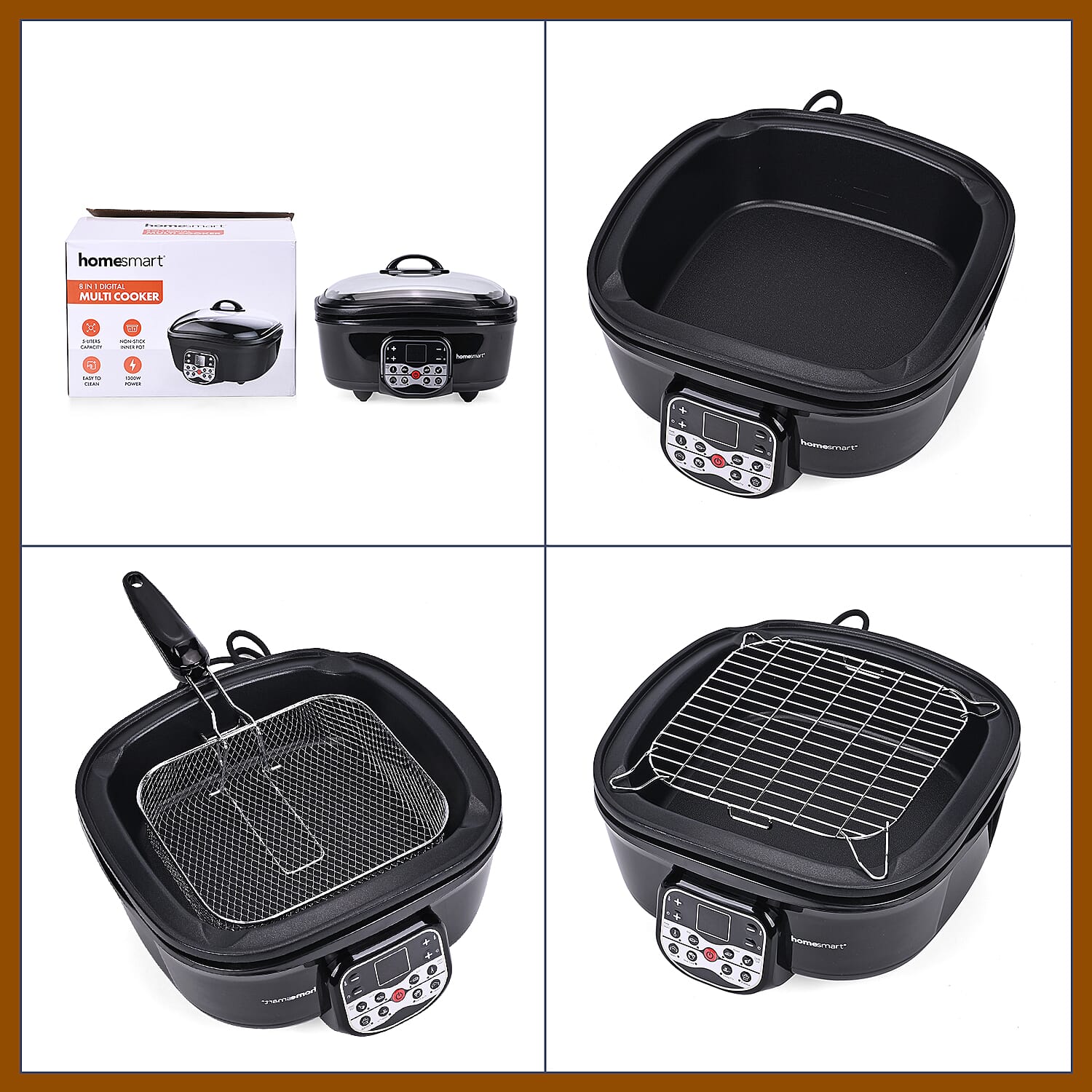 Homesmart 5L Multi Cooker with Steam Rack and Basket - Boil-Slow Cook,Steam, Roast, Grill Homesmart 5L Multi Cooker with Steam Rack and Basket - Boil-Slow Cook,Steam, Roast, Grill