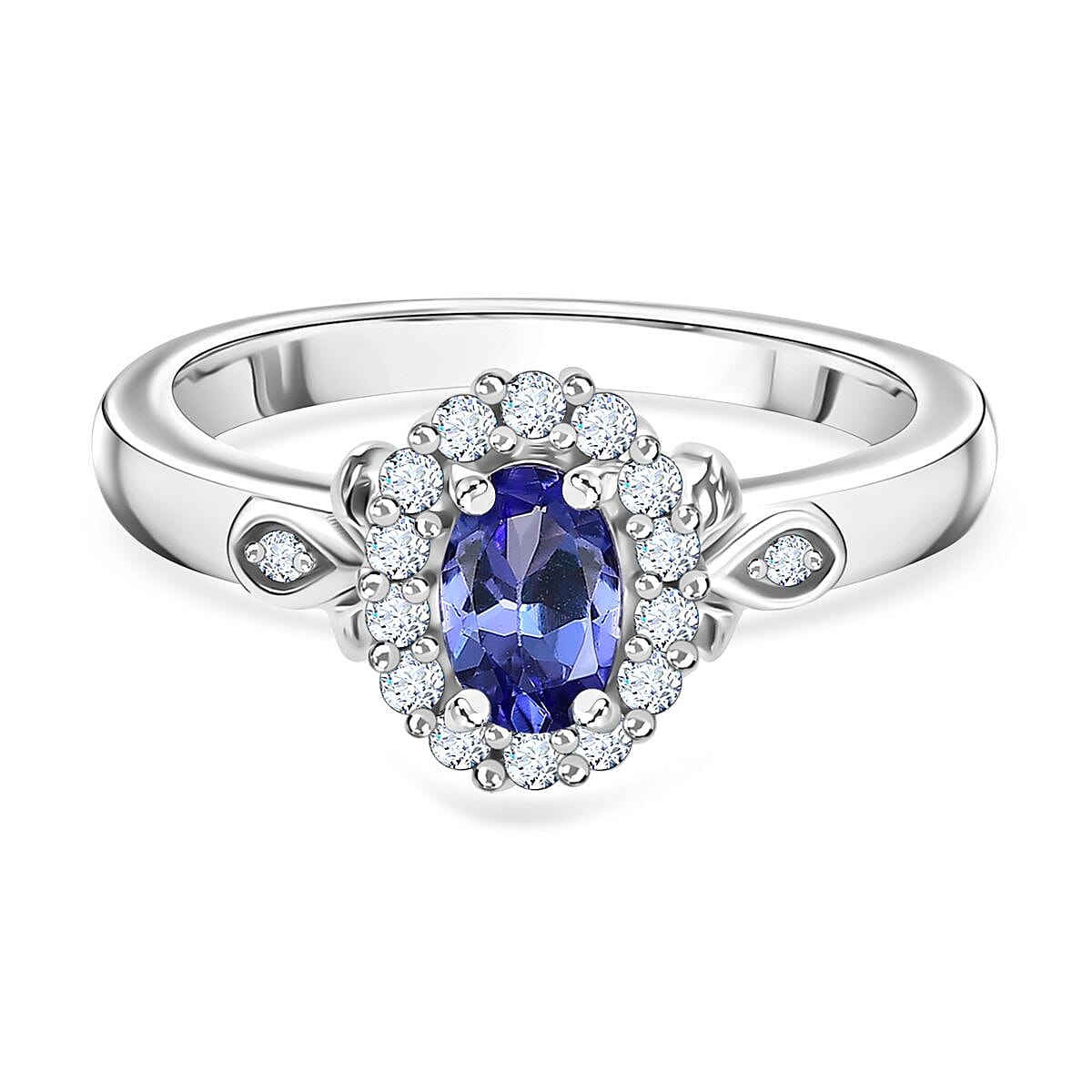 Biggest Deal - D'Joy AAA Tanzanite & Natural Zircon Ring in Rhodium Sterling Silver