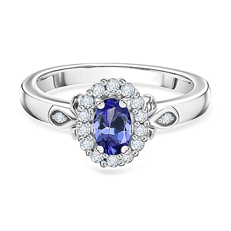 Biggest Deal - D'Joy AAA Tanzanite & Natural Zircon Ring in Rhodium Sterling Silver