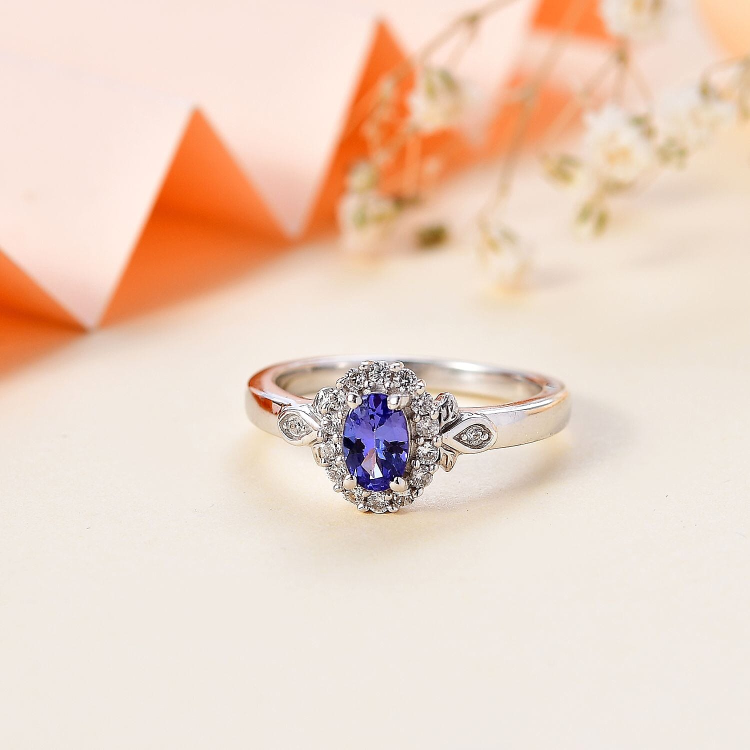 Biggest Deal - D'Joy AAA Tanzanite & Natural Zircon Ring in Rhodium Sterling Silver