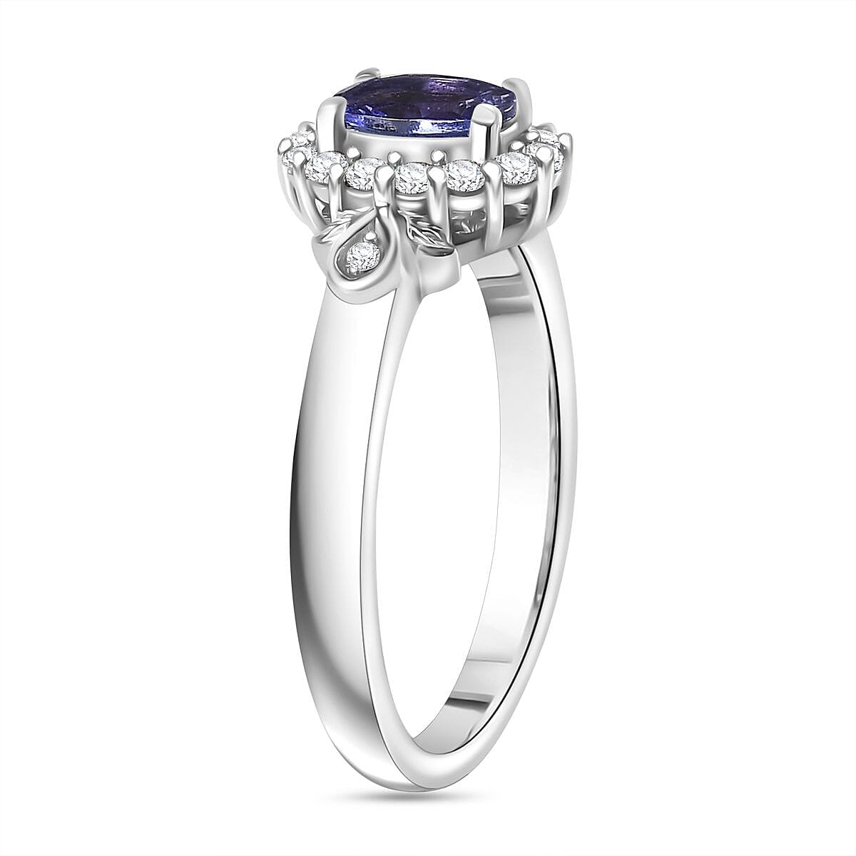 Biggest Deal - D'Joy AAA Tanzanite & Natural Zircon Ring in Rhodium Sterling Silver