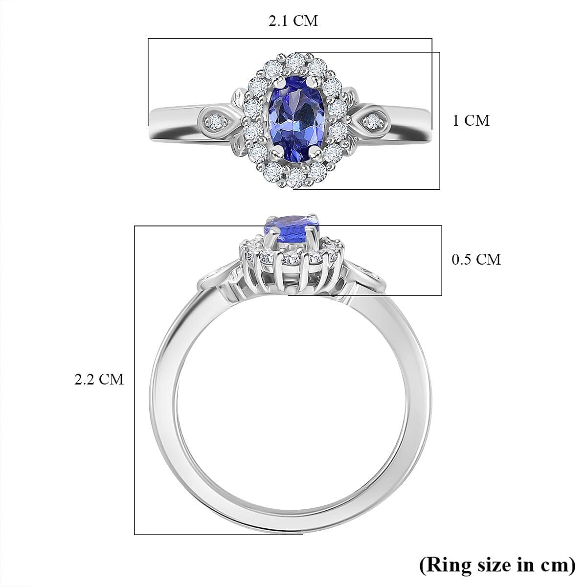 Biggest Deal - D'Joy AAA Tanzanite & Natural Zircon Ring in Rhodium Sterling Silver
