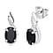 Black Spinel  Solitaire Stud Push Post Earring  Sterling Silver 1.49 ct  2.026  Ct.