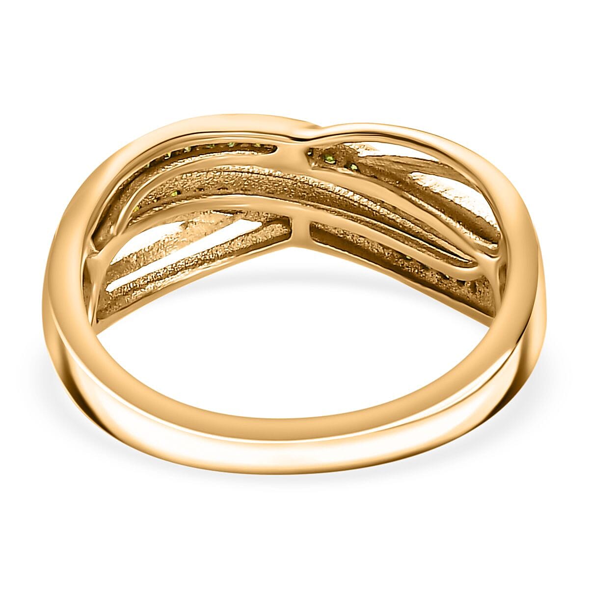 Green Diamond  Fancy Ring in 18K YG Vermeil Sterling Silver 0.20 ct  0.200  Ct.