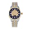 GENOA Automatic Movt. 3ATM WR Blue Dial White Crystal Studded Watch with Stainless Steel Chain Strap in Dual Tone