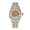 GENOA Automatic Movt. 3ATM WR Gold Dial White Crystal Studded Watch with Stainless Steel Chain Strap in Gold Tone