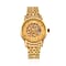 GENOA Automatic Movt. 3ATM WR Gold Dial White Crystal Studded Watch with Stainless Steel Chain Strap in Gold Tone