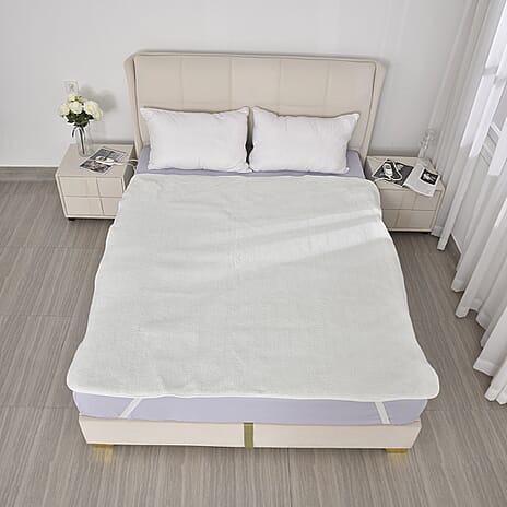 Sherpa Solid Blanket (Size 200x1 cm) - White & White