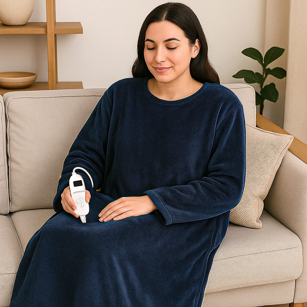 Luxurious Super Cozy Double Layer Electric Heated Blanket 220gsm - Blue