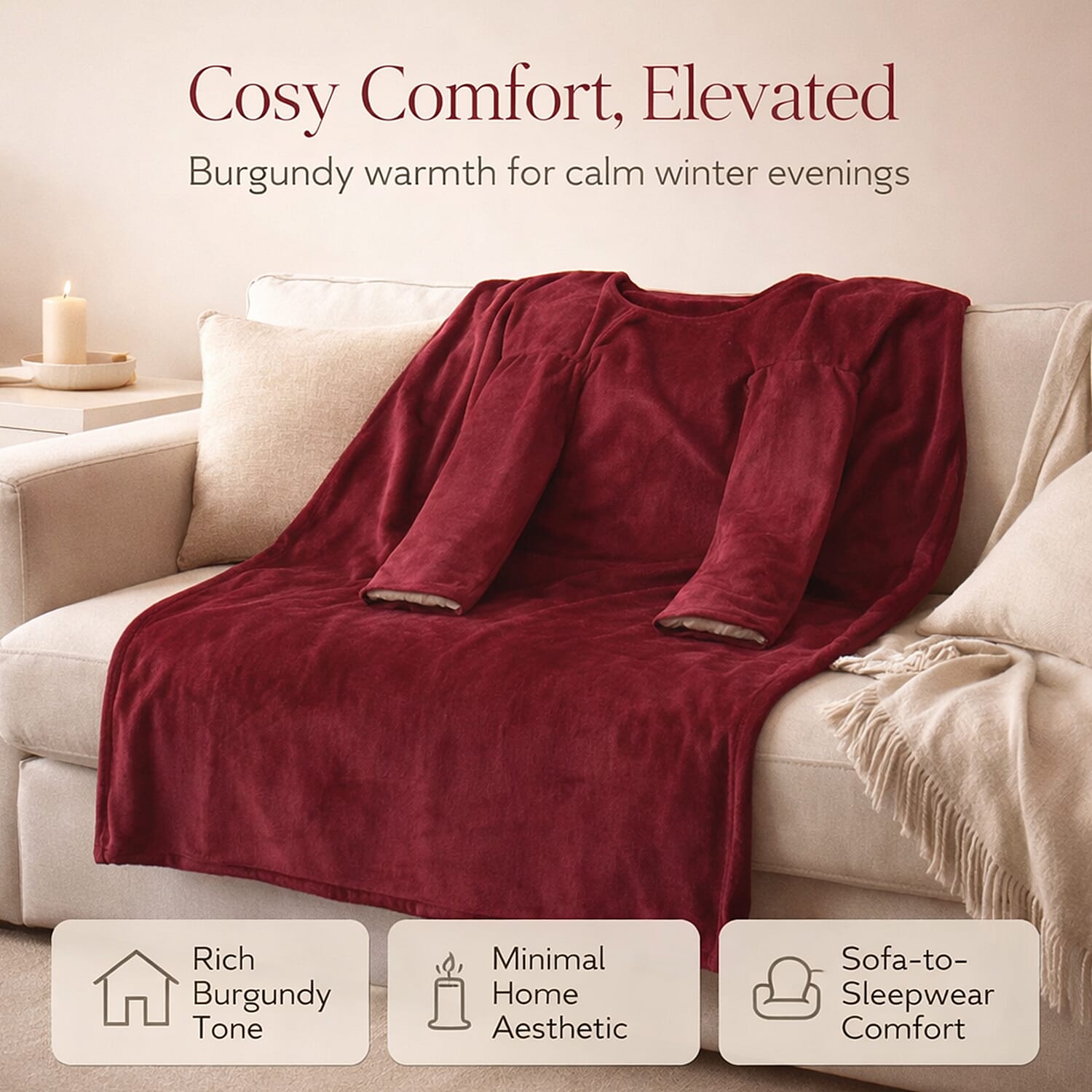 Luxurious Super Cozy Double Layer Electric Heated Blanket 220gsm - Red