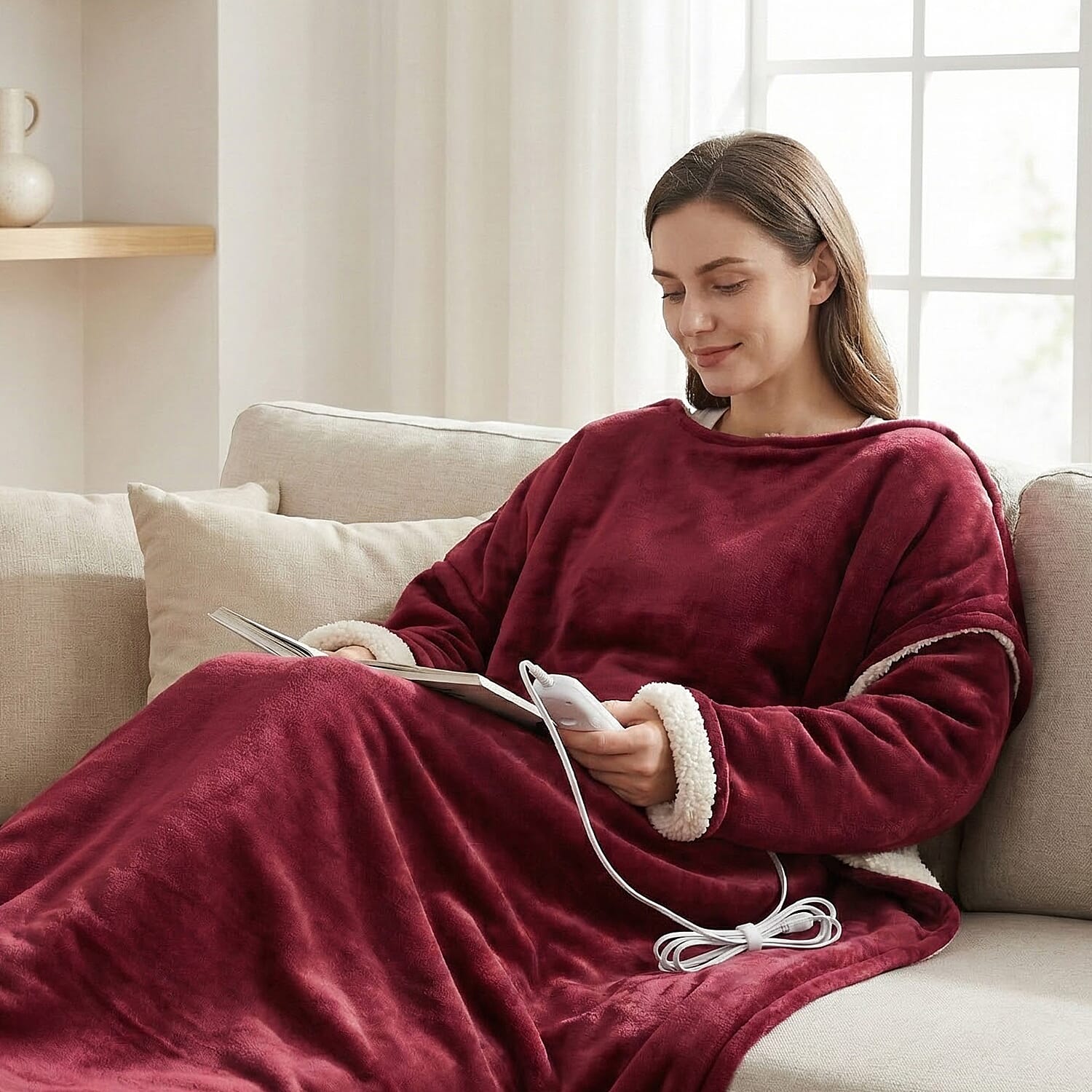 Luxurious Super Cozy Double Layer Electric Heated Blanket 220gsm - Red