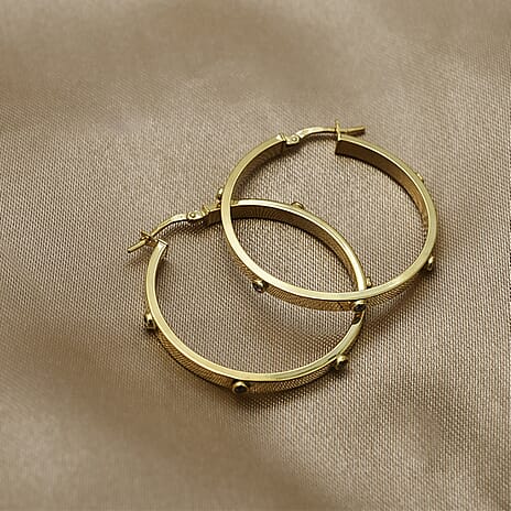 Maestro Collection - 9K Yellow Gold Cubic Zirconia Hoop Earrings 2.25 Grams