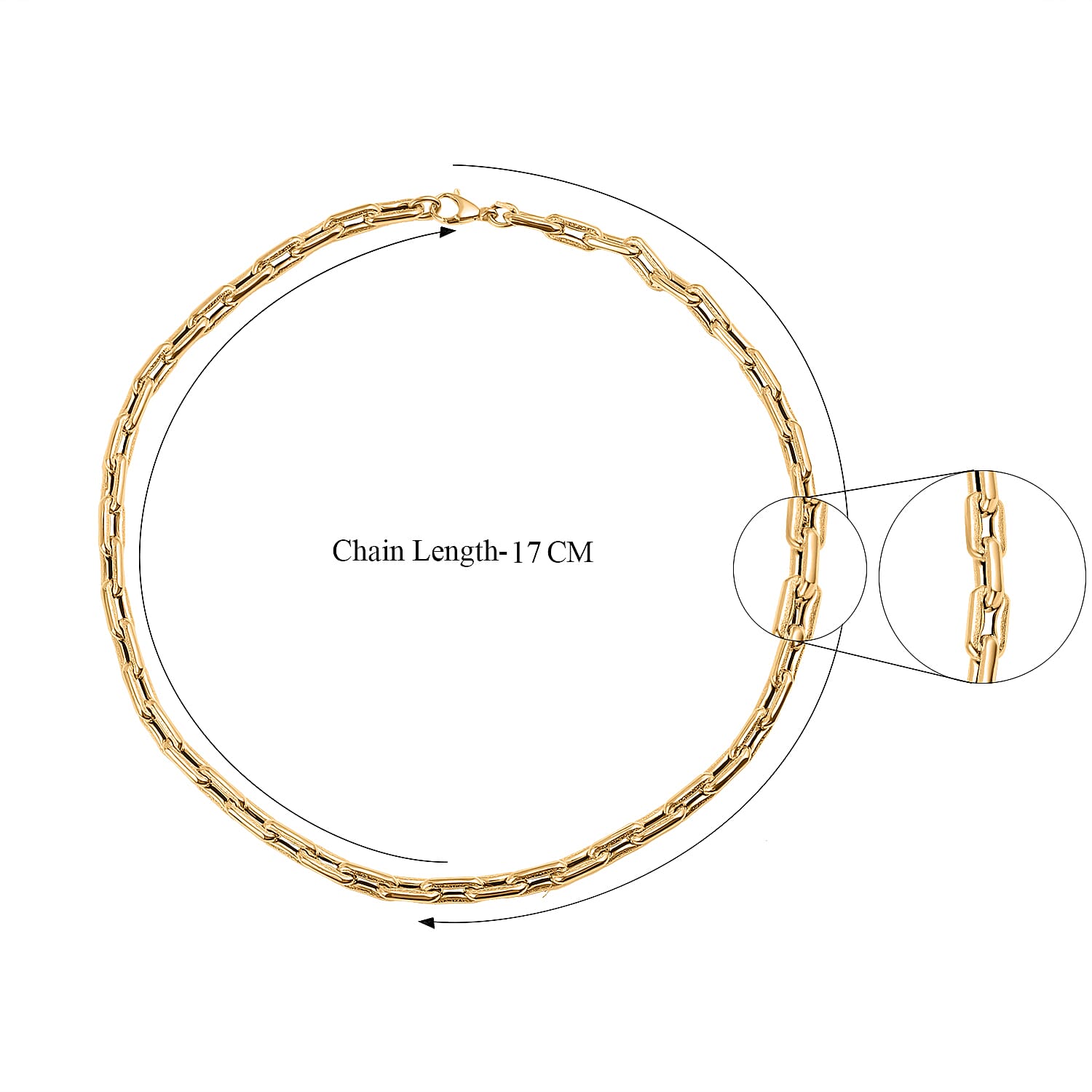 9K Yellow Gold Broad Paperclip Necklace (Size - 20), Gold Wt. 15.77 Gms