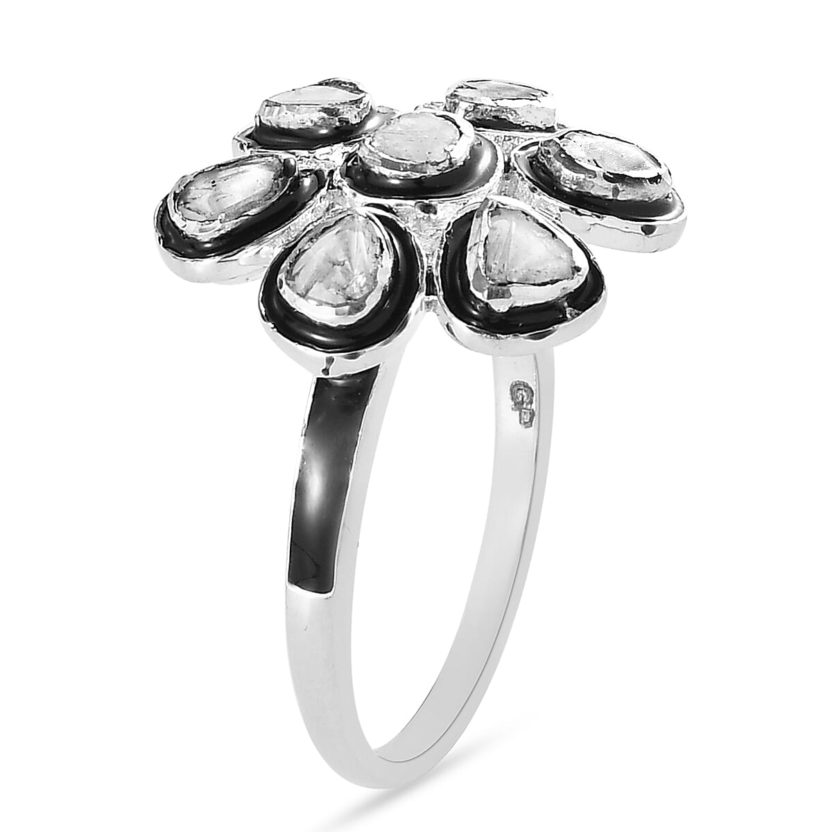 GP Italian Garden Collection - Polki Diamond Ring in Platinum Overlay Sterling Silver 0.34 Ct