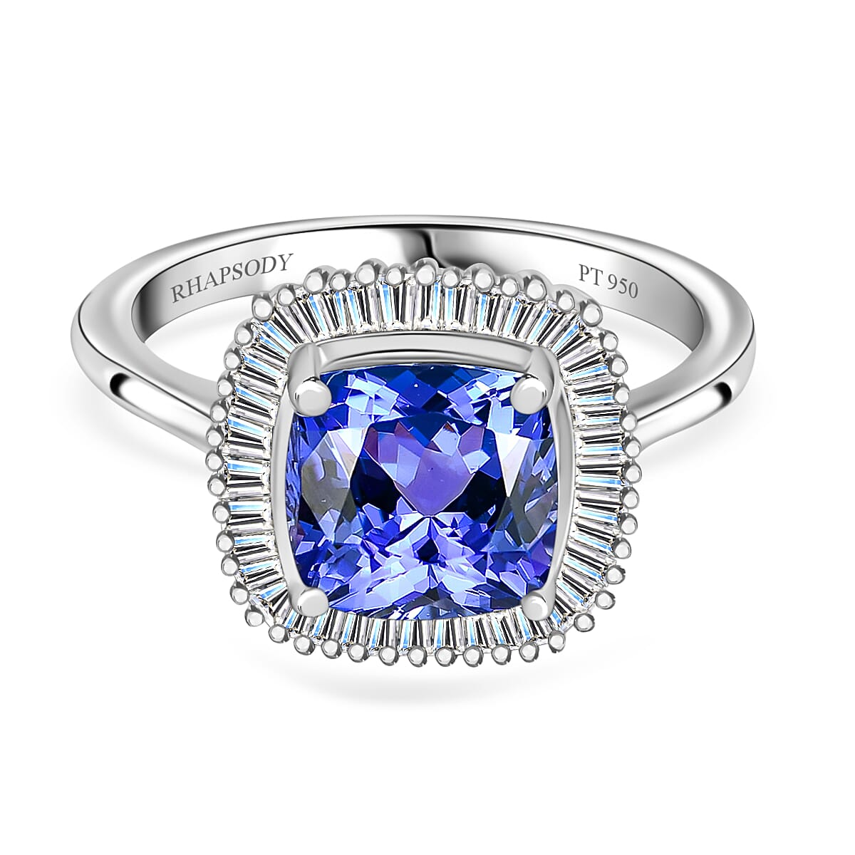 RHAPSODY 950 Platinum AAAA Tanzanite and Diamond (VS-E-F) Ring 2.75 Ct, Platinum Wt. 5.10 Gms