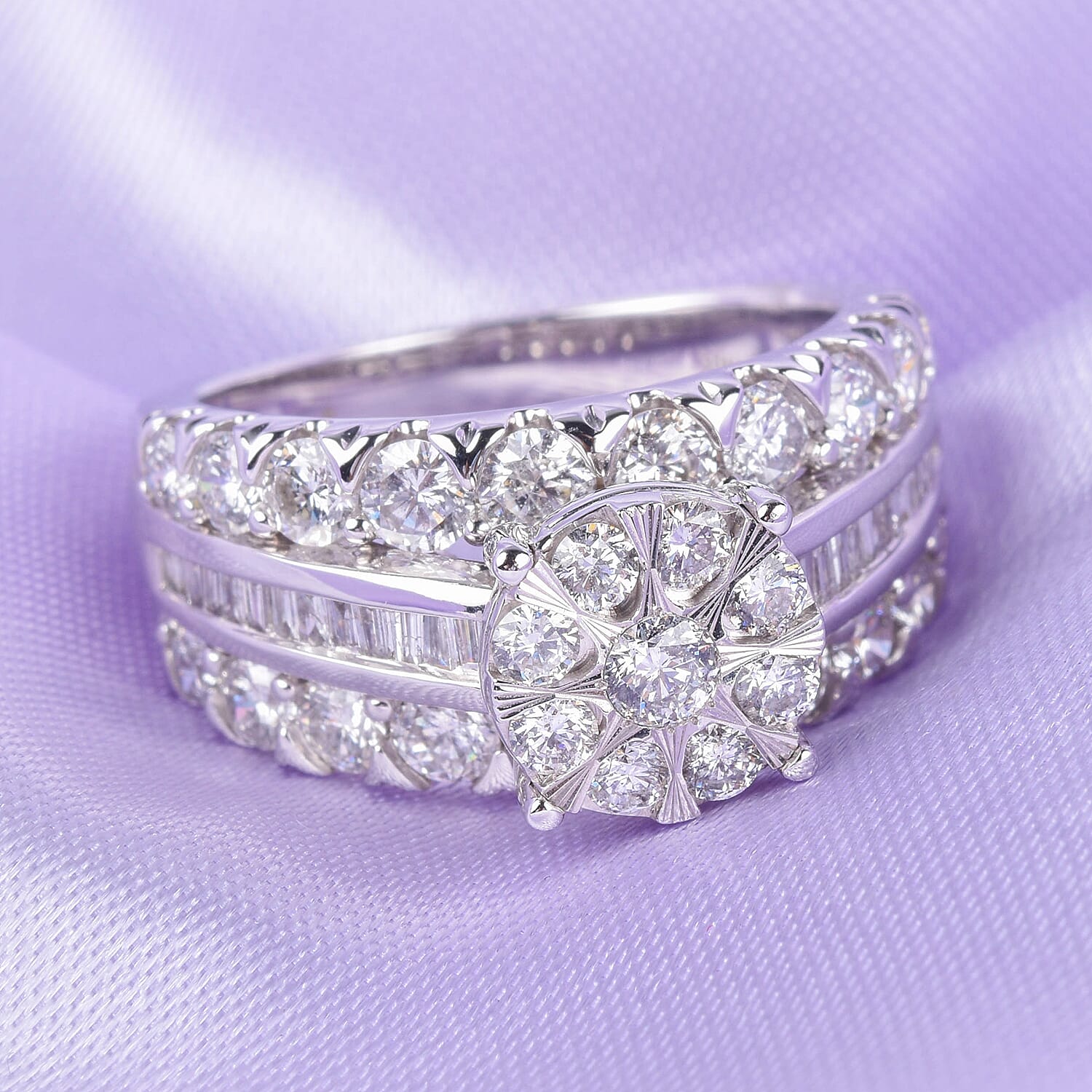 NY Close Out 14K White Gold Diamond (I1-G-H) Ring 2.50 Ct, FREE RESIZING (Sizes L to Q)