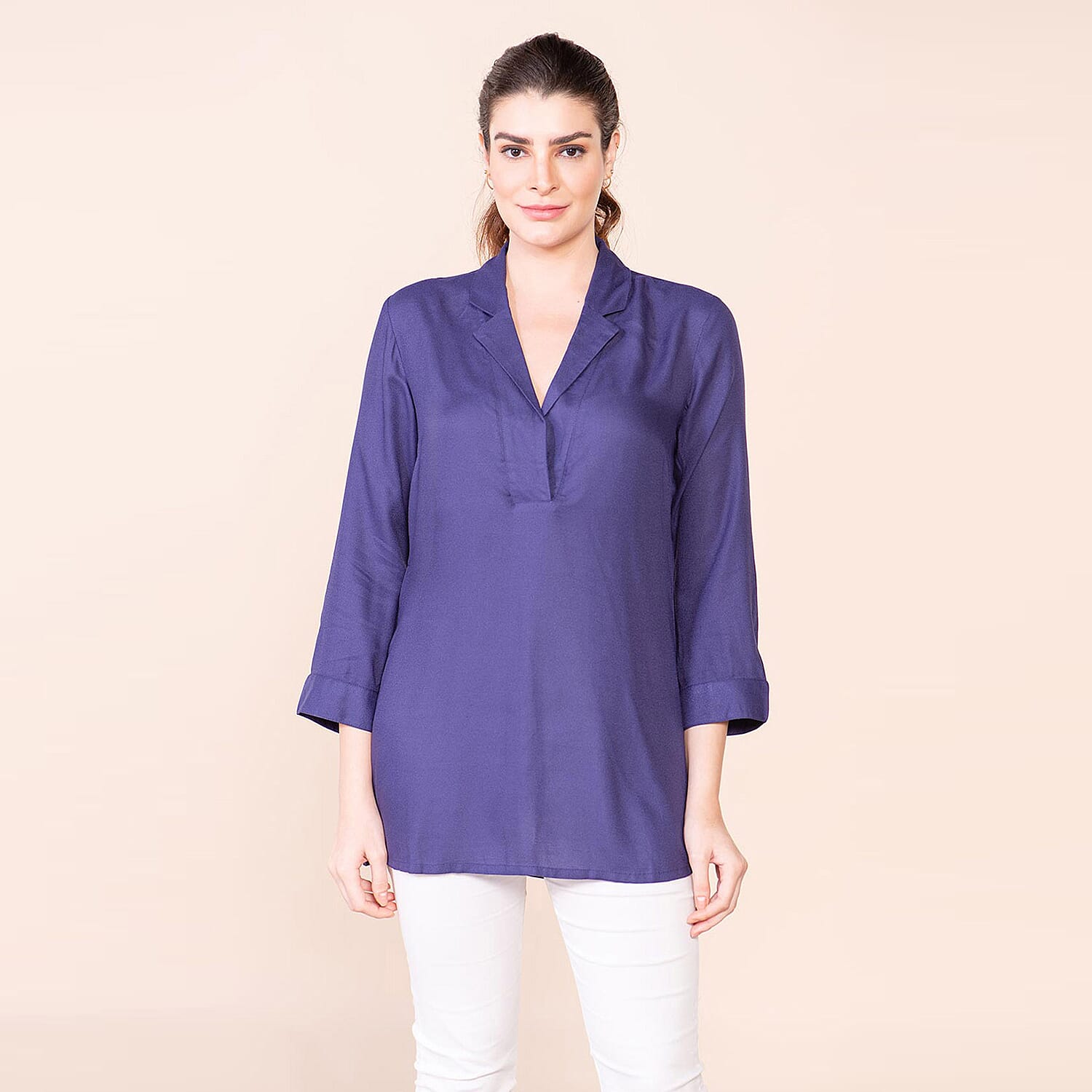 TAMSY Viscose Top - Navy Blue