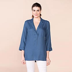 TAMSY Viscose Top - Navy Blue