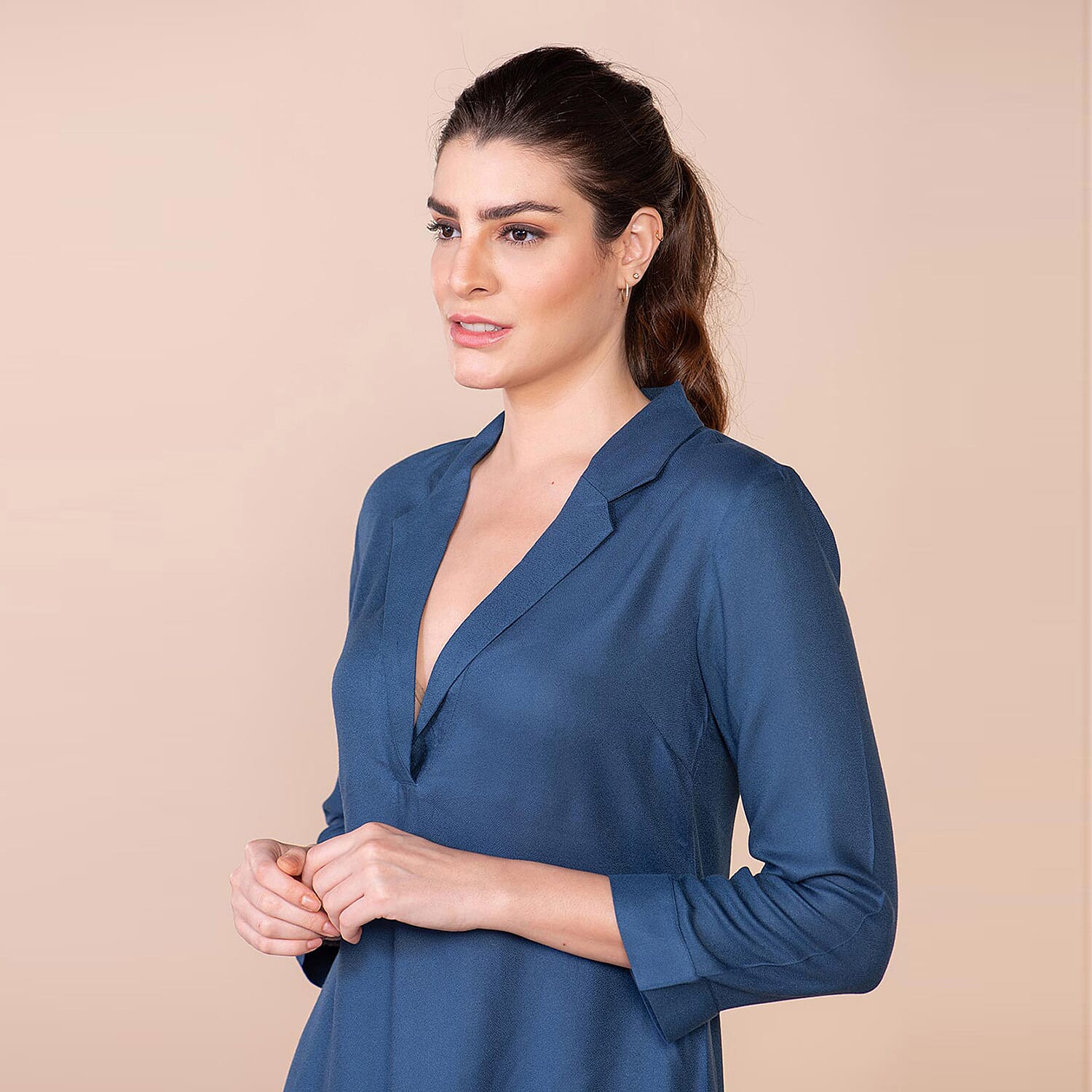 TAMSY Viscose Top - Navy Blue