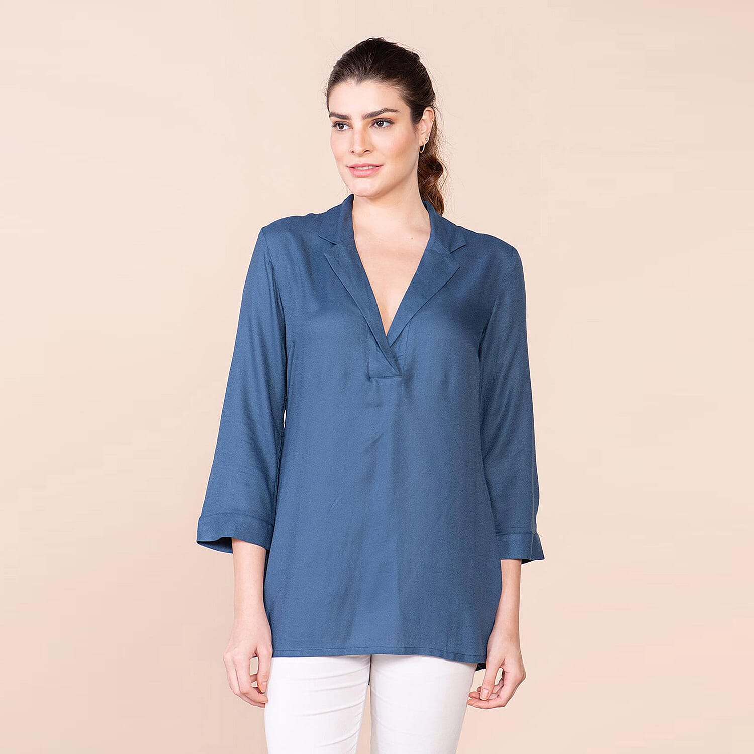 TAMSY Viscose Top - Navy Blue