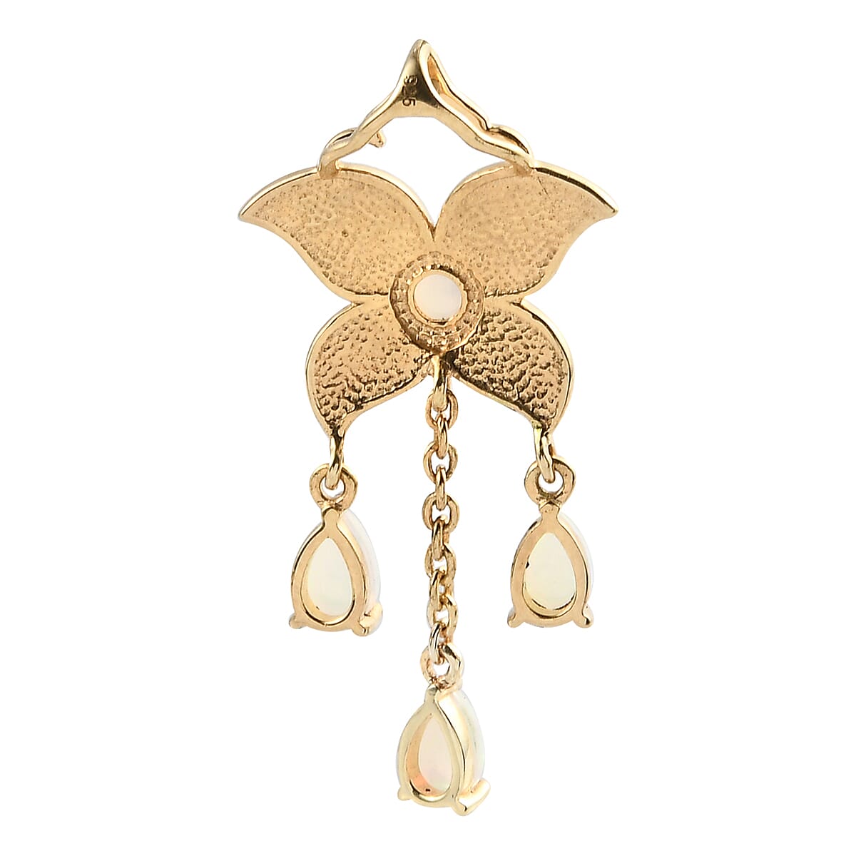 Ethiopian Welo Opal Enamelled Floral Pendant in 14K Gold Overlay Sterling Silver 1.01 Ct.