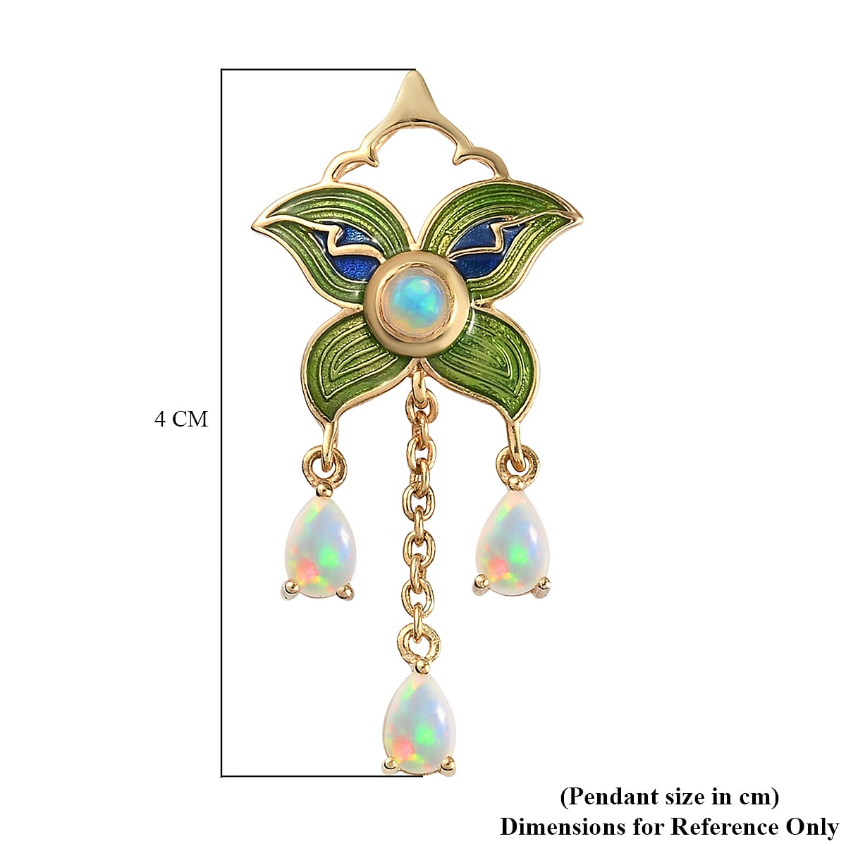 Ethiopian Welo Opal Enamelled Floral Pendant in 14K Gold Overlay Sterling Silver 1.01 Ct.