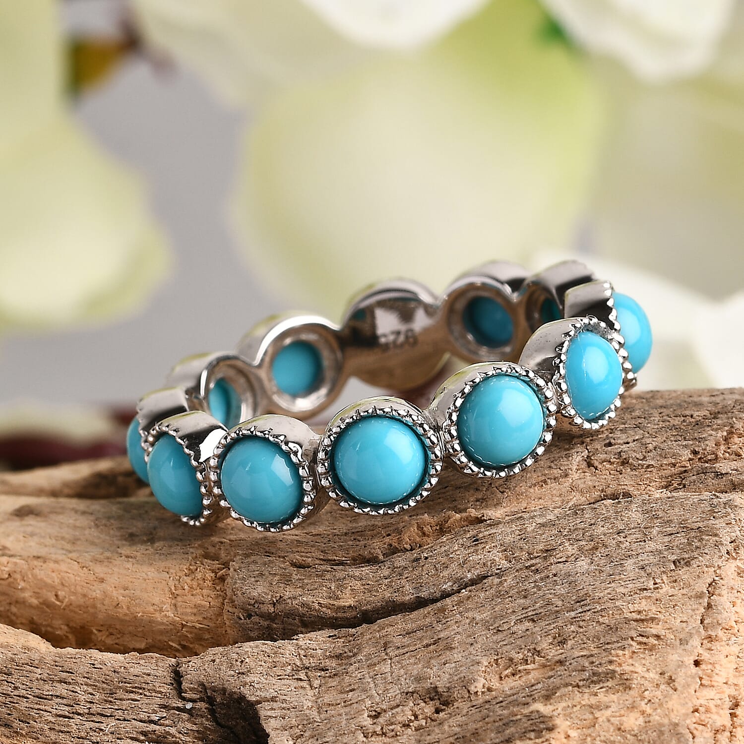Arizona Sleeping Beauty Turquoise Ring in Platinum Overlay Sterling Silver 2.98 Ct.