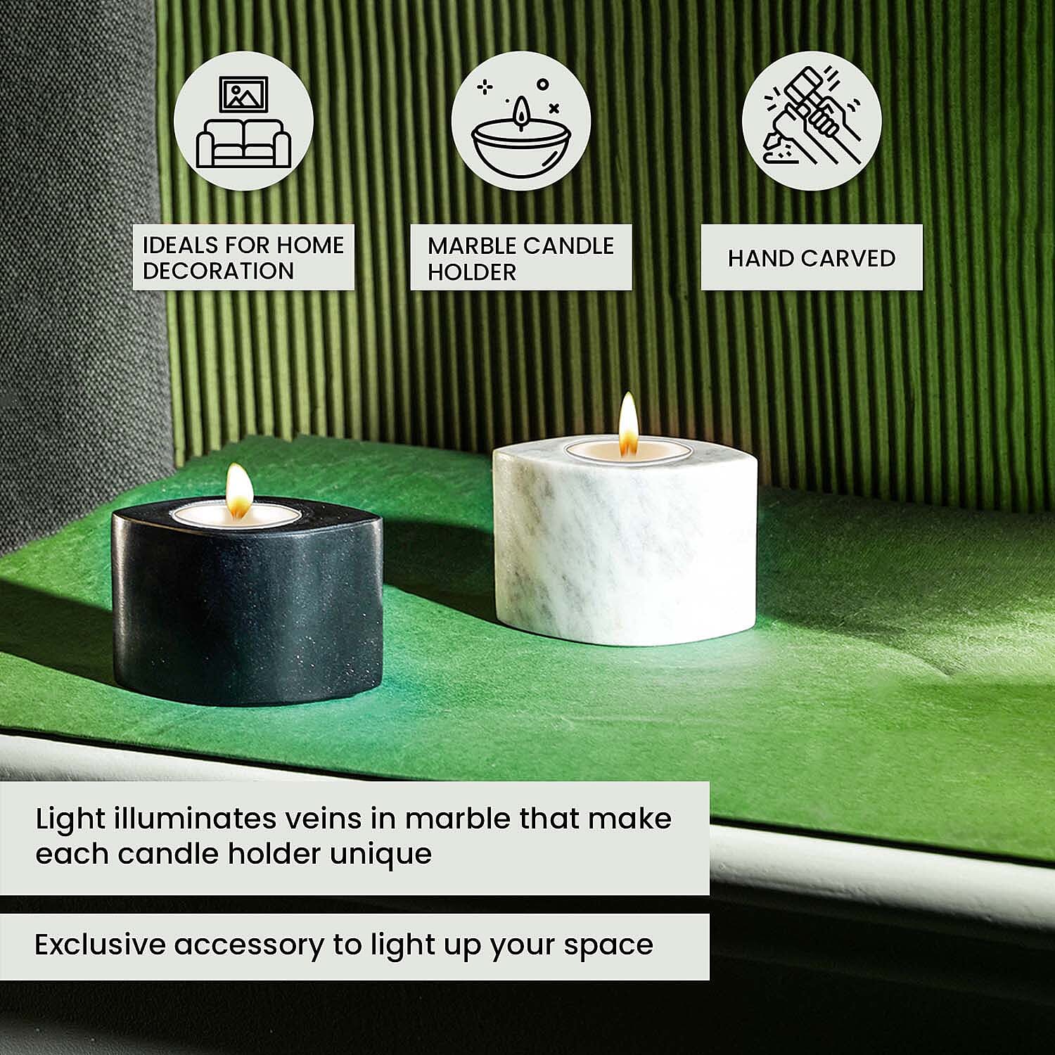 Candle Holder (Size 7x5x5 cm) - White & Black