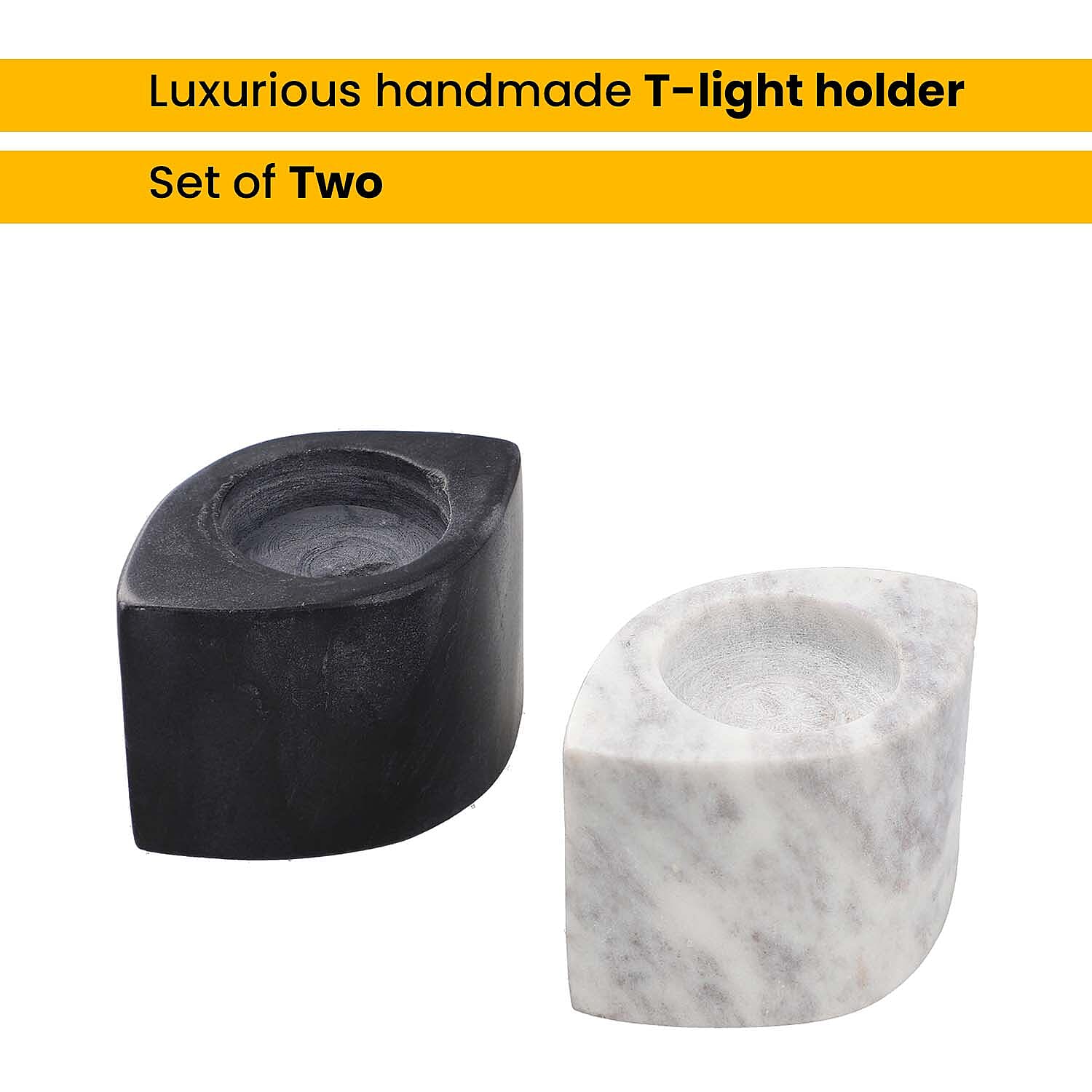 Candle Holder (Size 7x5x5 cm) - White & Black