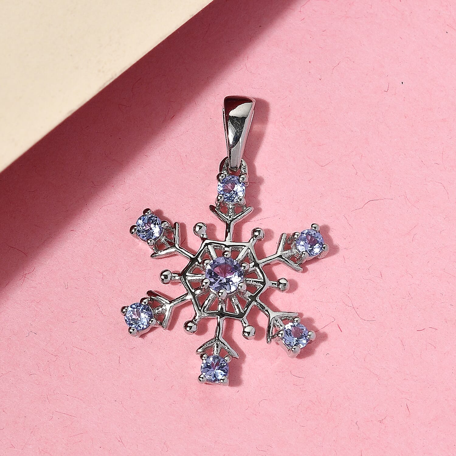 Tanzanite Pendant in Platinum Overlay Sterling Silver