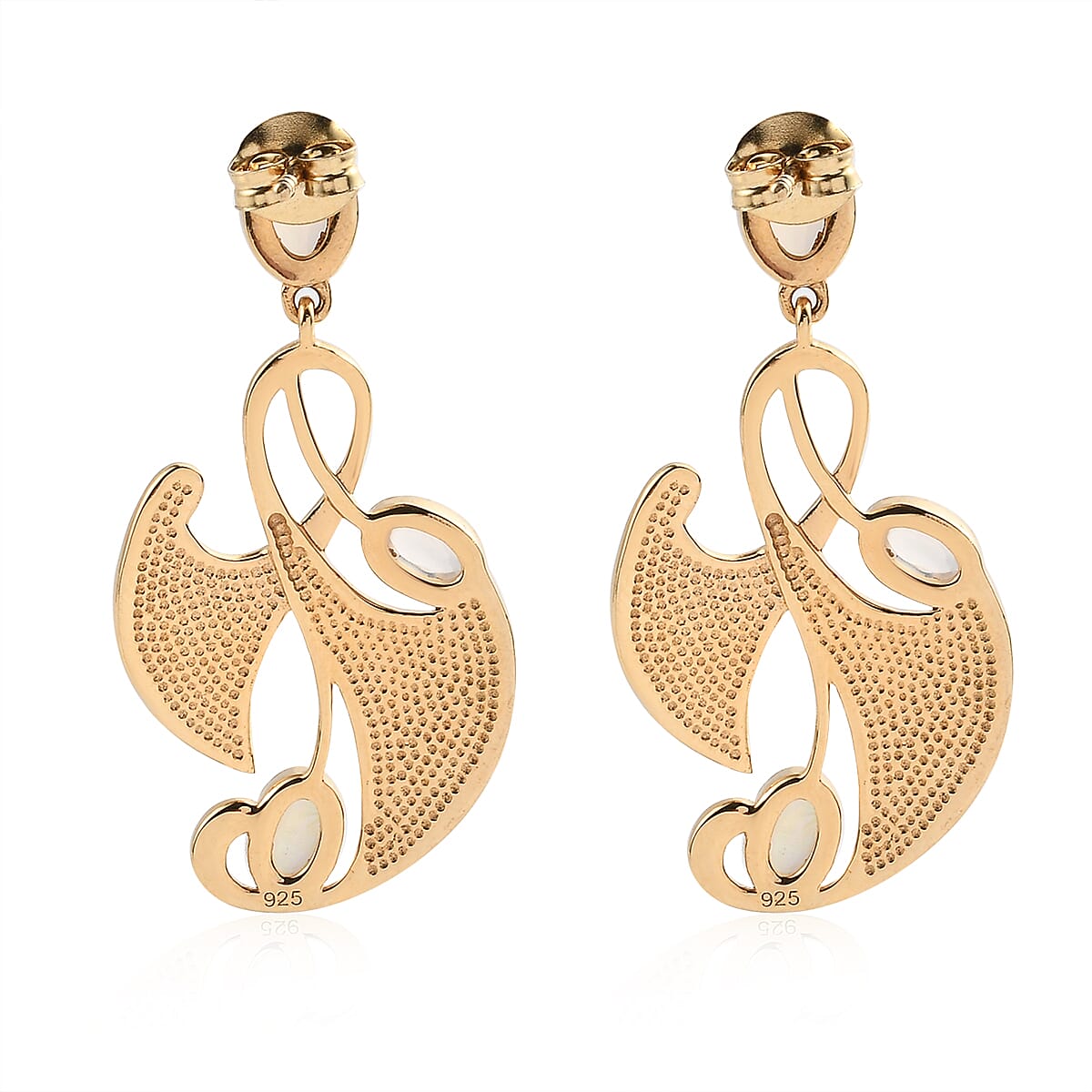 Ethiopian Welo Opal Enamelled Earrings (with Push Back) in Yellow Gold Overlay Sterling Silver 1.21 Ct, Silver Wt. 7.00 Gms