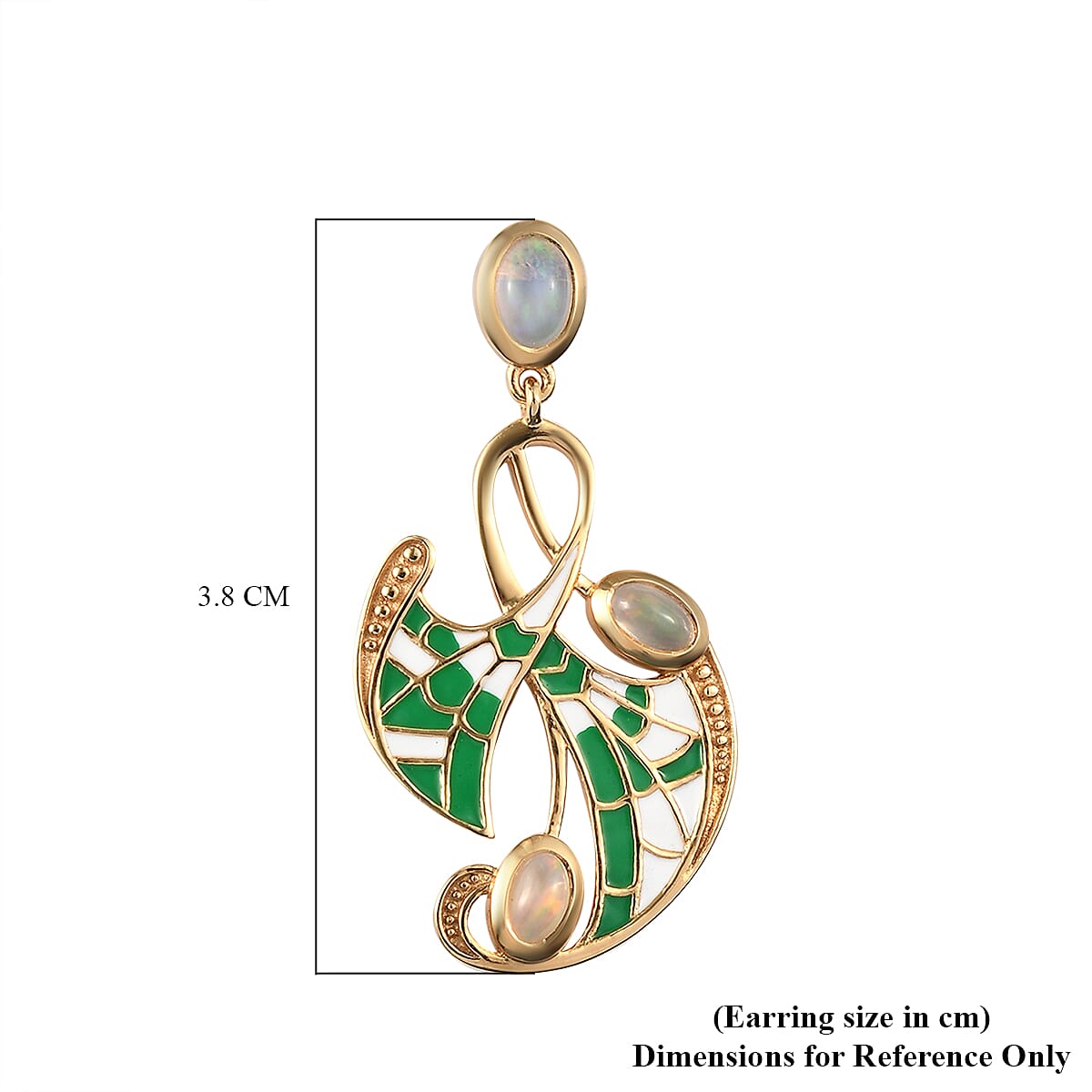 Ethiopian Welo Opal Enamelled Earrings (with Push Back) in Yellow Gold Overlay Sterling Silver 1.21 Ct, Silver Wt. 7.00 Gms