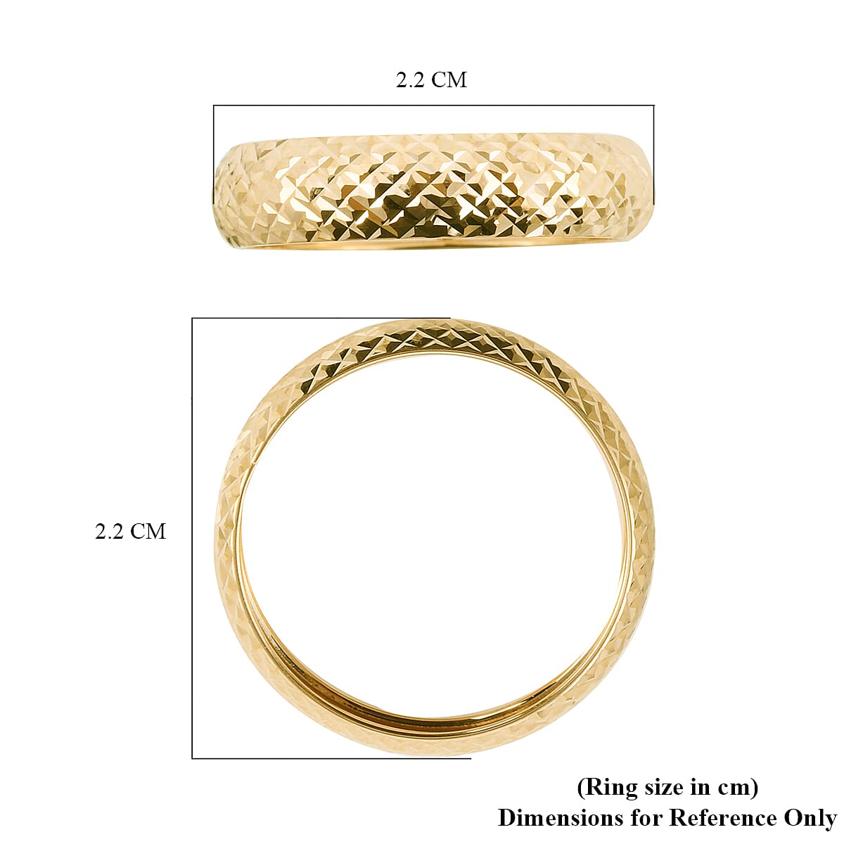Royal Bali Collection - 9K Yellow Gold Diamond Cut Band Ring