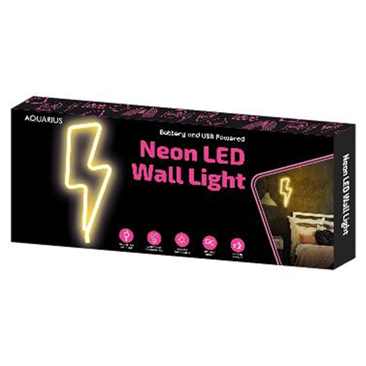 Decorative NEON Bolt LED Wall Light (Size-34x13x2 Cm) - Yellow