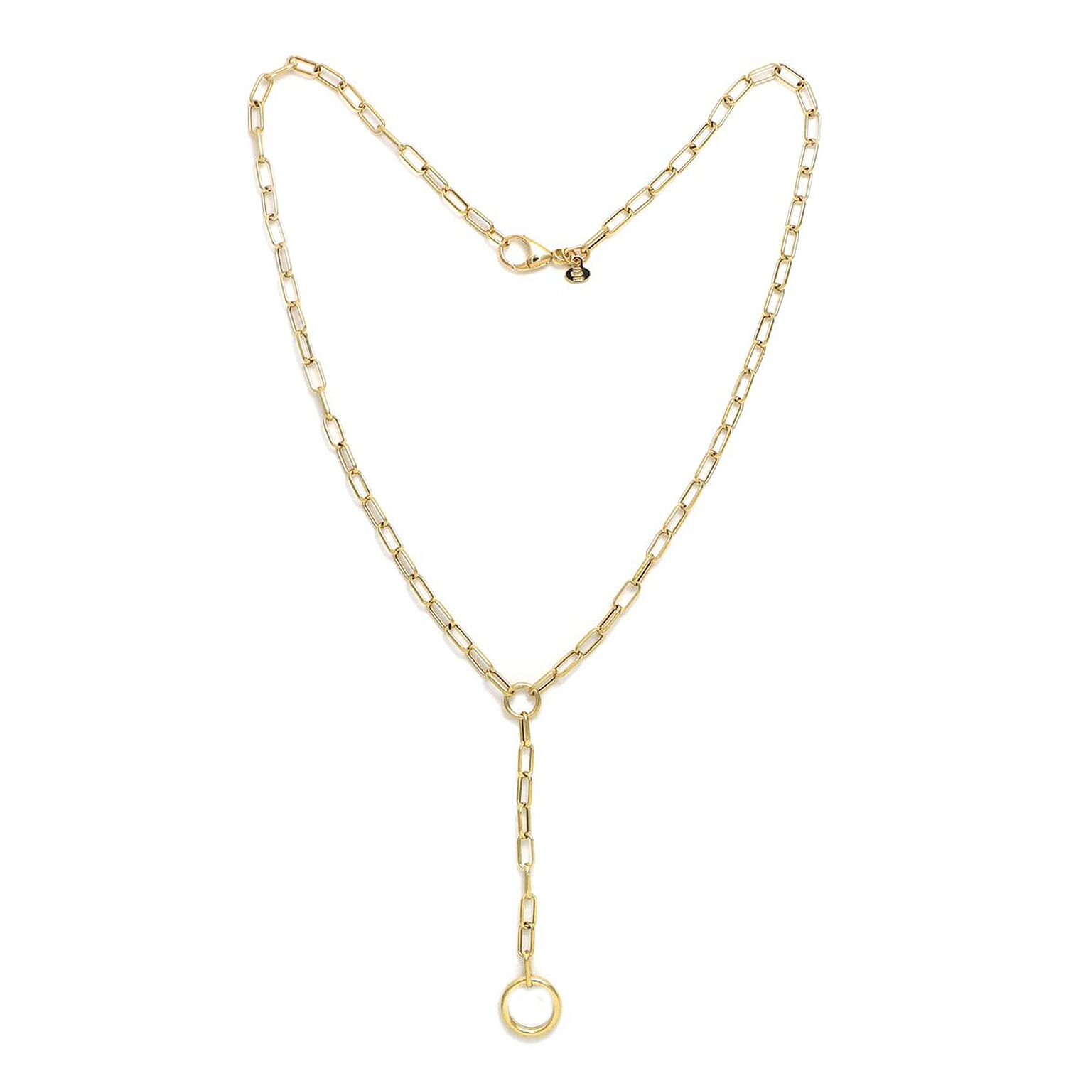 Maestro Collection - 9K Yellow Gold Paperclip Lariet Necklace With Lobster Clasp (Size - 20),  Gold Wt. 5.12 Gms