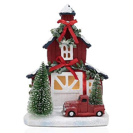 Christmas Light Up Snowy Church Box