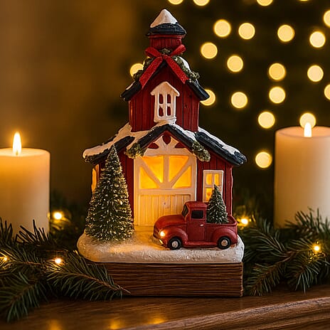 Christmas Light Up Snowy Church Box