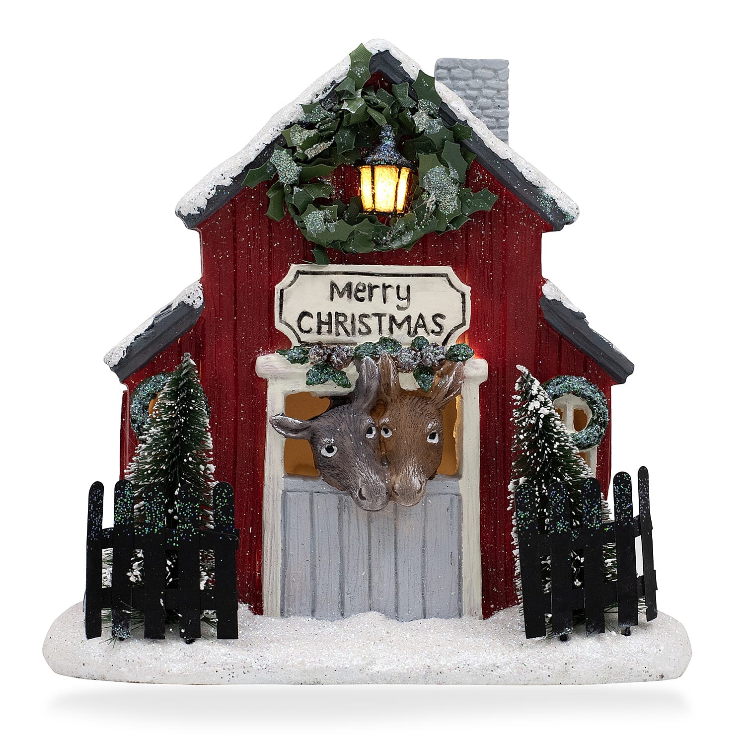 Christmas Snowy Stable box with Lights