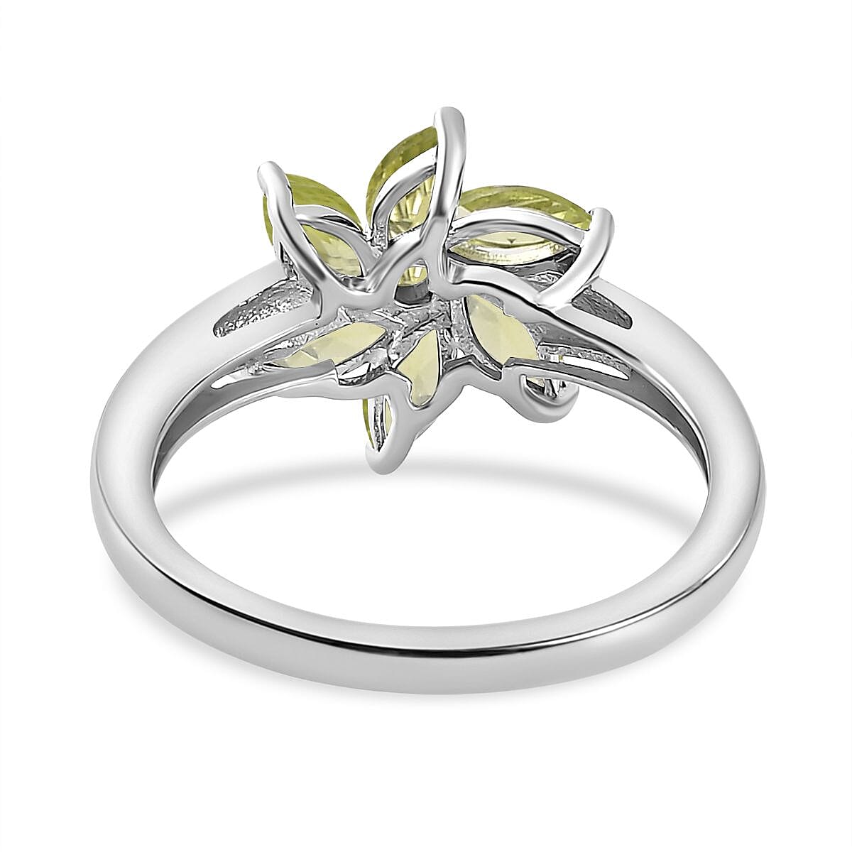Peridot Arizona & Natural Zircon Floral Ring in Sterling Silver